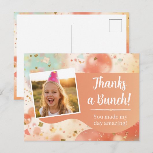 Dankeskarten-Design zum Kindergeburtstag mit Paste Postkarte (Vorne/Hinten)