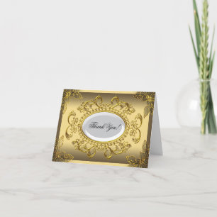Dankeskarten Elegant Elite Gold Damast Dankeskarte