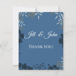 Dankeskarten Elegante Hochzeit Botanisch Blau Dankeskarte