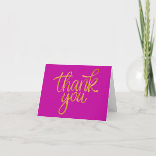 Dankeskarten Fancy Golden Schriftzug Hot Pink Dankeskarte