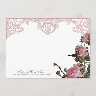 Dankeskarten Flachkarten - Trellis Rose Vintage Dankeskarte