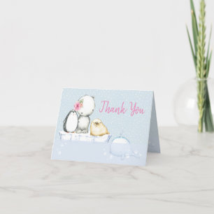 Dankeskarten für arktische Tier-Winter-Baby-Party Dankeskarte