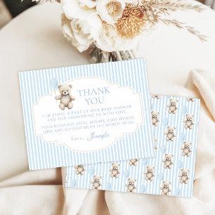 Dankeskarten für Baby Boy Shower mit Blauem Teddyb