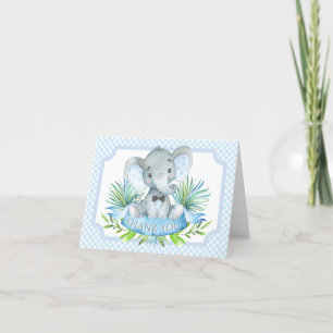 Dankeskarten für Baby-Party für Jungen mit Elefant Dankeskarte