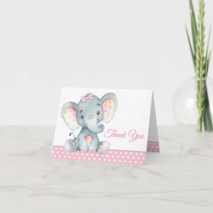 Dankeskarten für Baby-Party mit Elefant für Mädche Dankeskarte