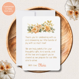 Dankeskarten für Baby Shower im Herbst mit Blumenm Mitteilungskarte