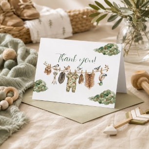 Dankeskarten für Baby Shower Jungen Jagd Dankeskarte
