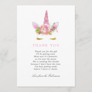 Dankeskarten für Baby Shower Mädchen mit rosa und Dankeskarte