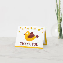 Dankeskarten für Baby Shower mit gelbem Vogel