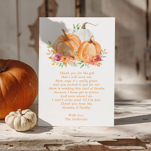 Dankeskarten für Baby Shower mit Herbst-Pumpkin-Fl Dankeskarte