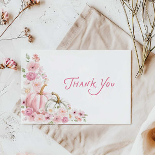 Dankeskarten für Baby Shower mit rosa Kürbis-Blume Dankeskarte