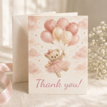 Dankeskarten für Baby Shower mit rosa Teddybär-Mäd