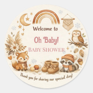 Dankeskarten für Baby Shower Waldtiere Karte Runder Aufkleber