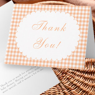 Dankeskarten für Babyparty im Herbstorange-Gingham Dankeskarte