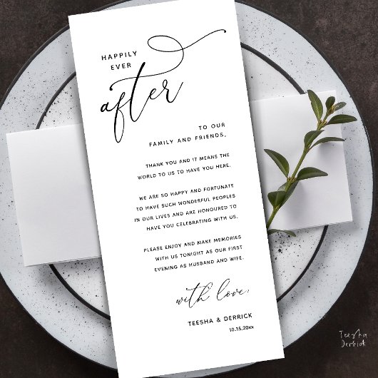 Dankeskarten für das Hochzeitsdinner 'Für immer gl Programm