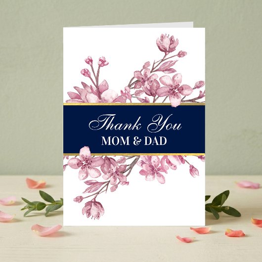 Dankeskarten für Eltern zum Hochzeitstag mit Blume Dankeskarte