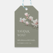 Dankeskarten für Hochzeit mit Magnolien im Fine-Ar Geschenkanhänger (Rückseite)