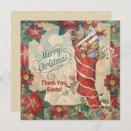 Dankeskarten für Kinder an den Weihnachtsmann Dankeskarte (Vorne/Hinten)