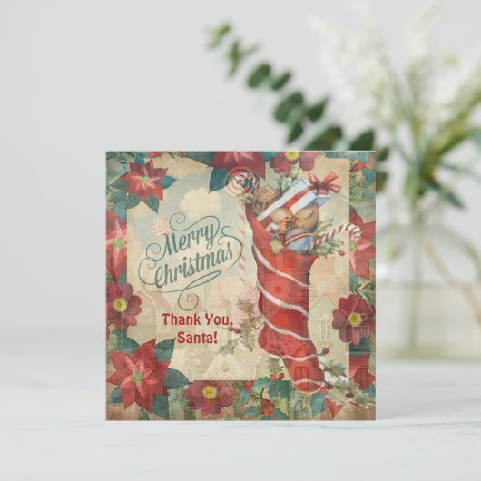 Dankeskarten für Kinder an den Weihnachtsmann Dankeskarte (Stehend Vorderseite)