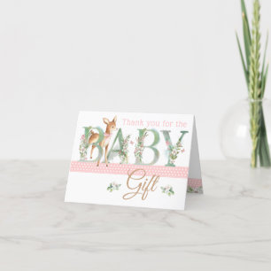 Dankeskarten für Mädchen-Waldhirsch-Baby-Party Dankeskarte