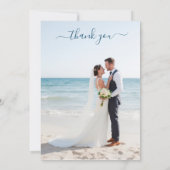 Dankeskarten für ruhige blaue Strandhochzeit Einladung (Rückseite)