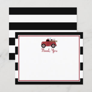 Dankeskarten für Vintage-Feuerwehrauto-Baby-Shower Einladung