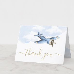 Dankeskarten für Vintage-Flugzeug-Baby-Party Dankeskarte