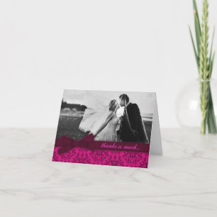 Dankeskarten-Hochzeit-Damaskus dunkelrosa Karte