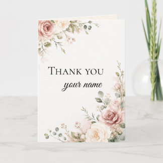 Dankeskarten-Hochzeit, Elegante Dusty Rose Floral  Dankeskarte