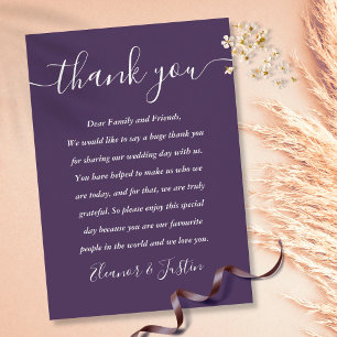 Dankeskarten-Hochzeit Purple Script Platzkarte