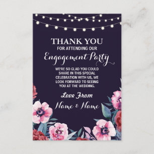 Dankeskarten Hochzeitsblumen Navy Pink Dankeskarte