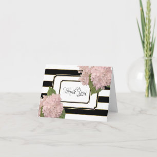 Dankeskarten Hortensien Floral Art Deco Gestreift Dankeskarte