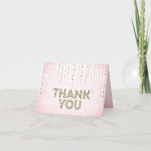 Dankeskarten im Pink- und Gold-Glitter-Look Dankeskarte