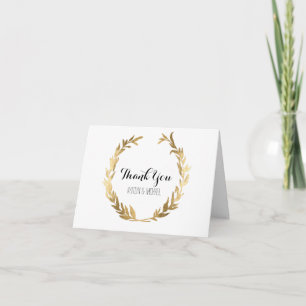 Dankeskarten Lorbeerkranz Goldblatt Hochzeit Dankeskarte