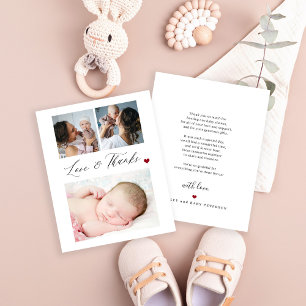 Dankeskarten mit 3er Foto-Collage fürs Baby-Budget