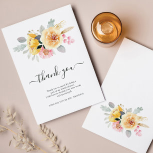 Dankeskarten mit Aquarellblumen zum Brautjunggesel Dankeskarte