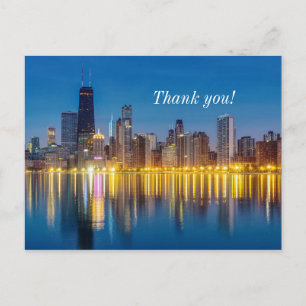Dankeskarten mit Chicago-Morgendämmerung-Stadtansi Postkarte