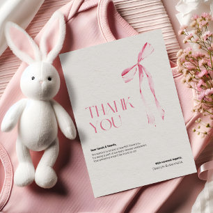 Dankeskarten mit Creme und Rosa Schleife Einladung