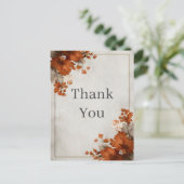 Dankeskarten mit dunkelorangen Herbstblumen Postkarte (Stehend Vorderseite)