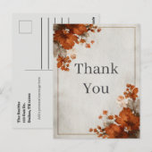Dankeskarten mit dunkelorangen Herbstblumen Postkarte (Vorne/Hinten)