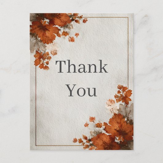 Dankeskarten mit dunkelorangen Herbstblumen Postkarte (Vorderseite)