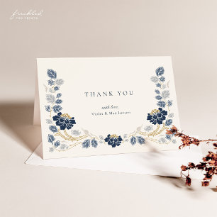 Dankeskarten mit marineblauen Blumenmotiven Dankeskarte