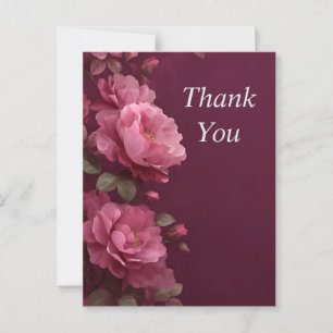 Dankeskarten mit rosa Blumen auf dunkelviolettem H Postkarte