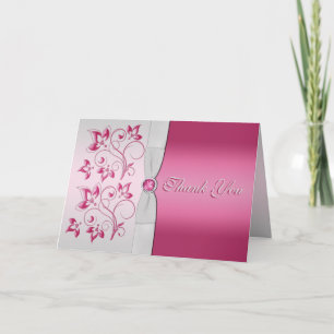 Dankeskarten mit Silber- und Pink Blumenmuster Dankeskarte