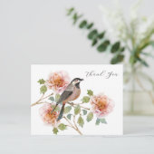 Dankeskarten mit Vogel in Blumen Postkarte (Stehend Vorderseite)