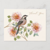 Dankeskarten mit Vogel in Blumen Postkarte (Vorderseite)