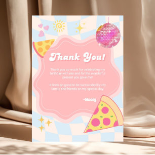 Dankeskarten-Party für rosa Groovy Pizza Dankeskarte