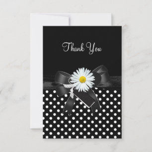 Dankeskarten-Polka-Dot- Schwarz-Weiß-Blume Dankeskarte