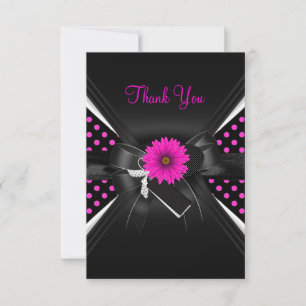 Dankeskarten Polka Dot  Schwarz Weiß Pink Dankeskarte