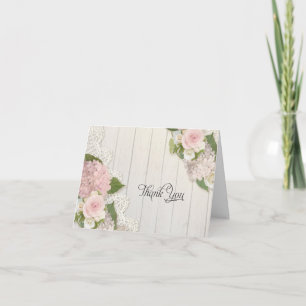 Dankeskarten Rosa Hortensien Florale Spitze Holz Dankeskarte
